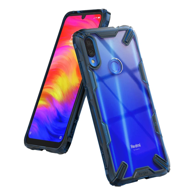 Ringke Fusion X для Xiaomi Redmi Note 7 Чехол прозрачный жесткий PC задняя мягкая TPU рамка чехол - Цвет: Blue