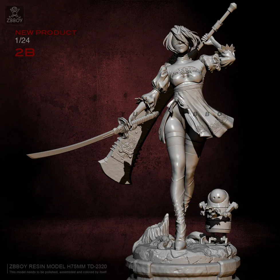 75mm Resin Figure Kits 2B Beauty Model Self-assembled TD-2320 | Игрушки и хобби