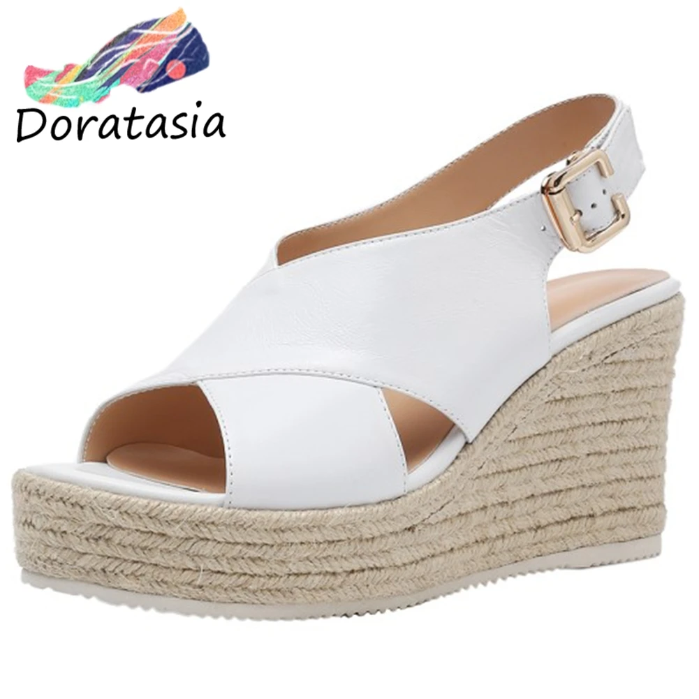 

DORATASIA New Retro Brand Women Platform Open Toe Back Strap High Wedges Shoes Casual Dress Sandals Women Sandals