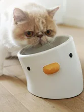  PURROOM Original Ceramic Chicken Cat Water Bowl Pet Feeder Oblique Mouth Plus Height Chin Pelvis Spine Protection Pet Supplies 