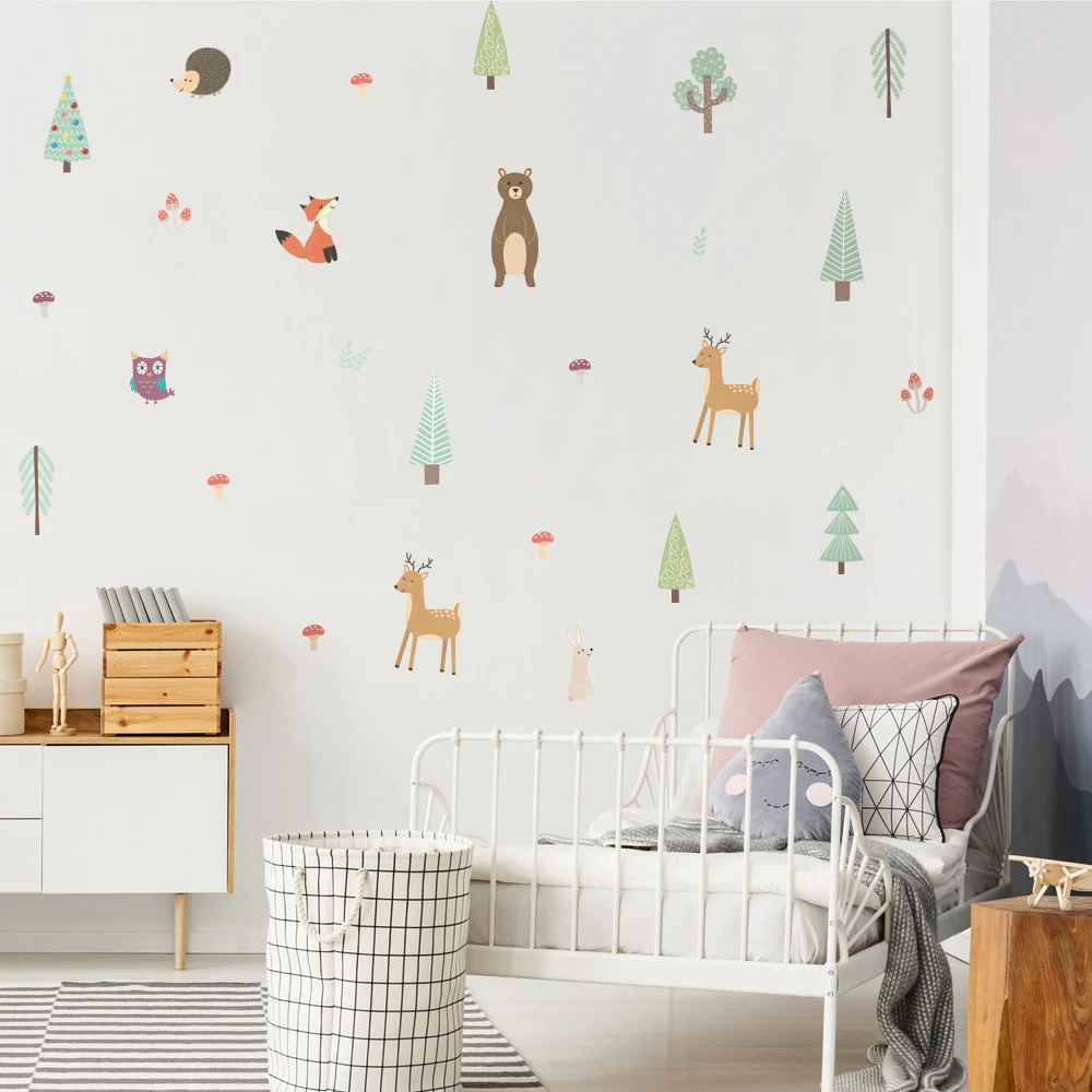 Funlife Cartoon Animals Kids Wall Sticker Baby Room Nursery Decor Cute Bunny Flash Sloths Forest Fairy Tales Sticker Boy Gift Wall Stickers Aliexpress