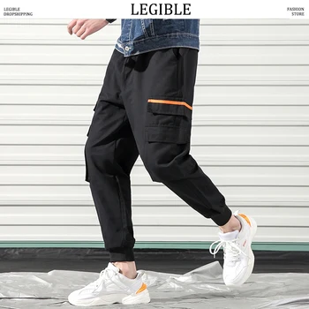 

LEGIBLE Spring Autumn Cargo Pants Mens Pockets Joggers Mens Hiphop Casual Pants Male Japanese Sweatpants Men
