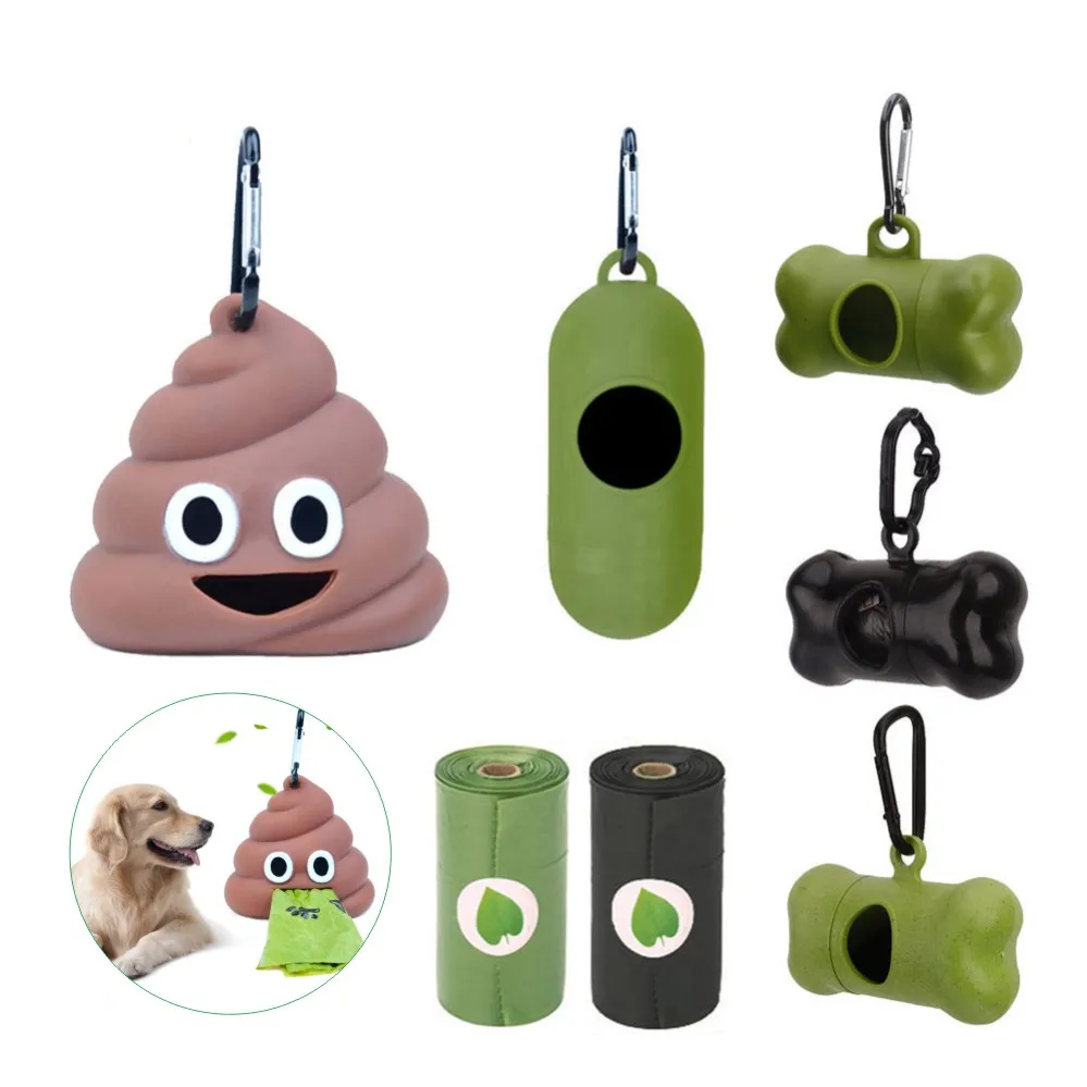 Dispensador de bolsas de basura para perros y gatos, accesorio de suministro para mascotas, herramientas pequeñas, soporte para Bolsa para popó, color verde y negro
