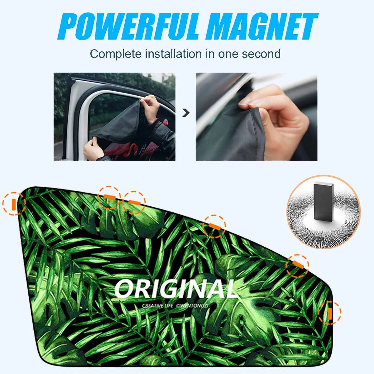 

Sun Protection UV Magnetic Suspension Type Easy To Install Seamless Jersey Fabric Suitable For GM Side Window Sunshade