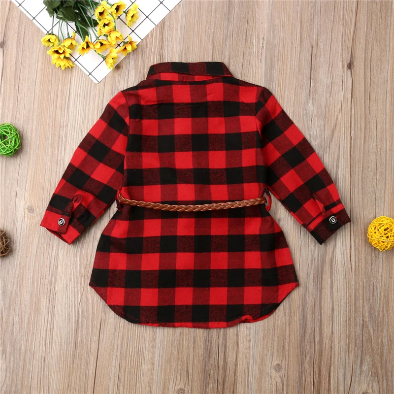 Newborn Toddler Baby Girls Dress Princess Dress Red Plaid Shirt Dress with Belt Outfits Baby Girls Dress Newborn Toddler Baby Girls Dress Princess Dress Red Plaid Shirt Dress with Belt Outfits Baby Girls Dress