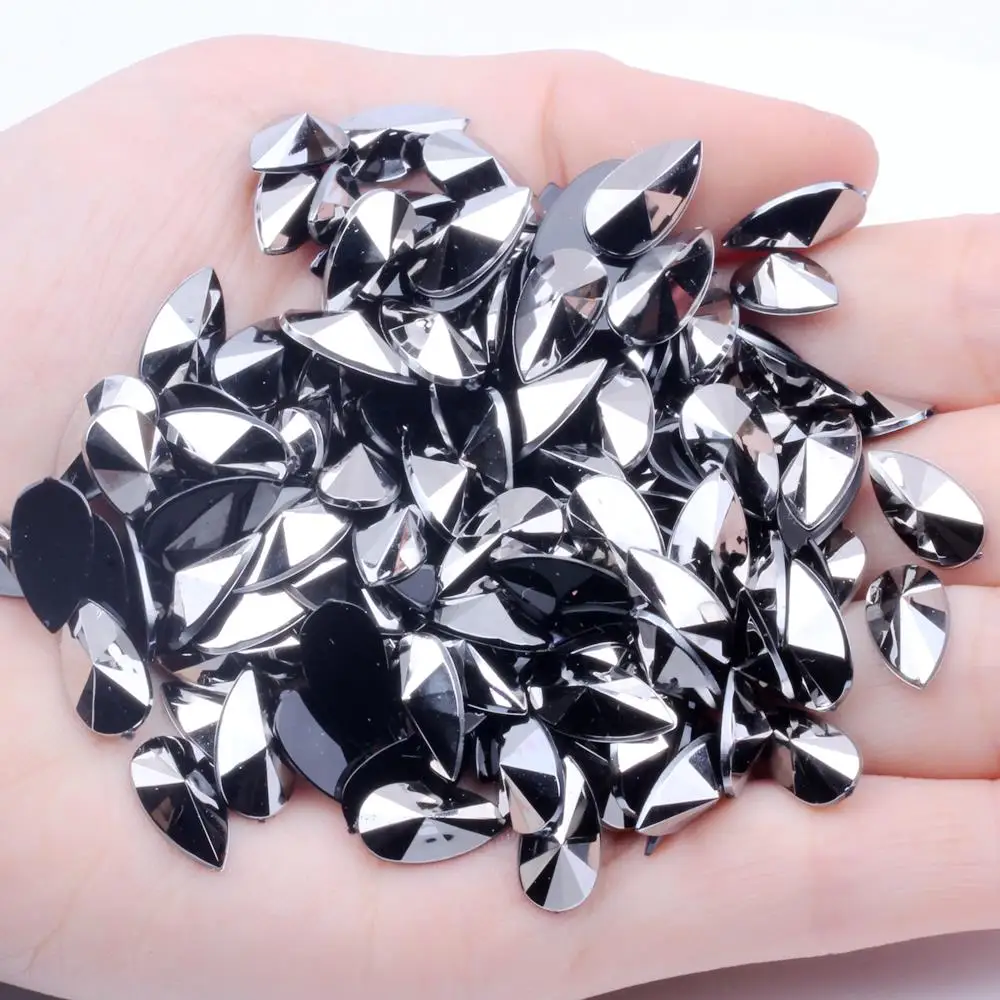36 hematite ab Имитация акриловых плоских с одной стороны Стразы в форме слезы или множество цветов на выбор: 9x18 мм(20 штук бусины для ногтей художественные украшения сделай сам - Цвет: 36 hematite ab