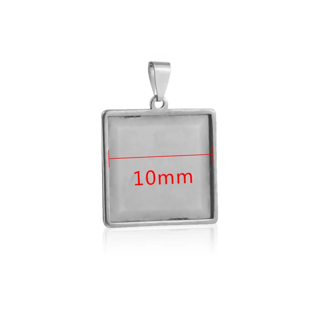 5pcs/lot Stainless Steel Oval Round Square Pendant Cabochon Base Setting Tray Blank 30x40mm Cabochons Jewelry Making Supplies square-10mm