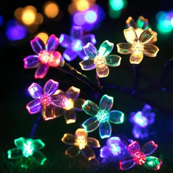 

Solar Lawn Lamp Cherry Blossom Peach Blossom String Outdoor Garden Path Light Waterproof Christmas Decoration Lights