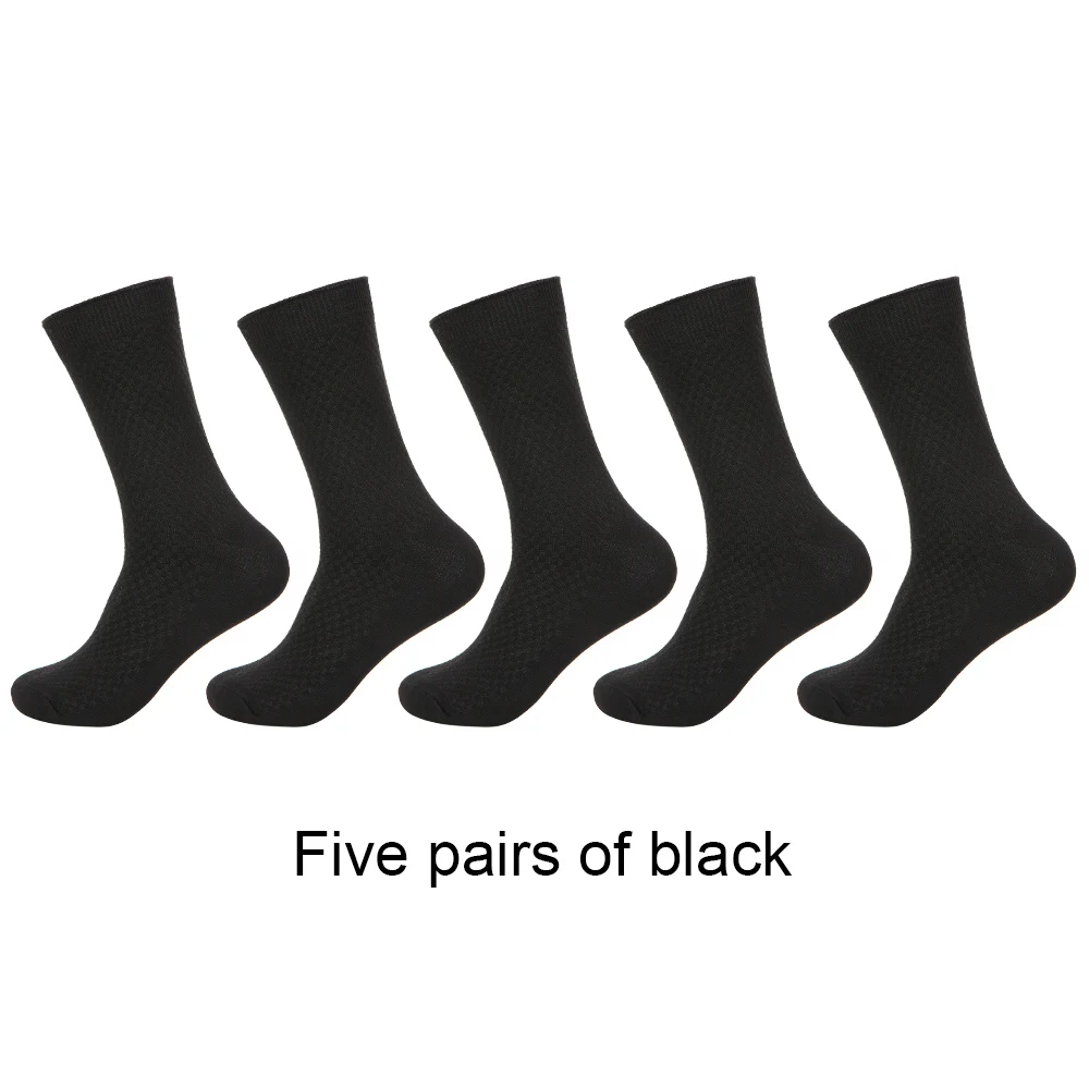 5 Pairs Bamboo Fiber Men's Socks Autumn Winter Deodorant Business Socks Men Long Size EUR 40-46 High Quality - Цвет: 1
