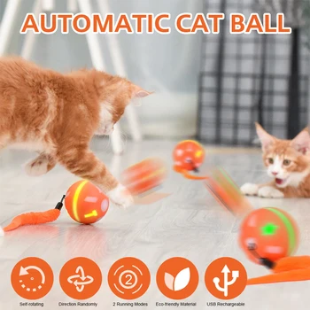 

Smart Interactive Cat Toy Ball USB Rolling Ball for Dog 360 Degree Self Rotating Led Light Pet Toy Automatic Cat Exercise Toy
