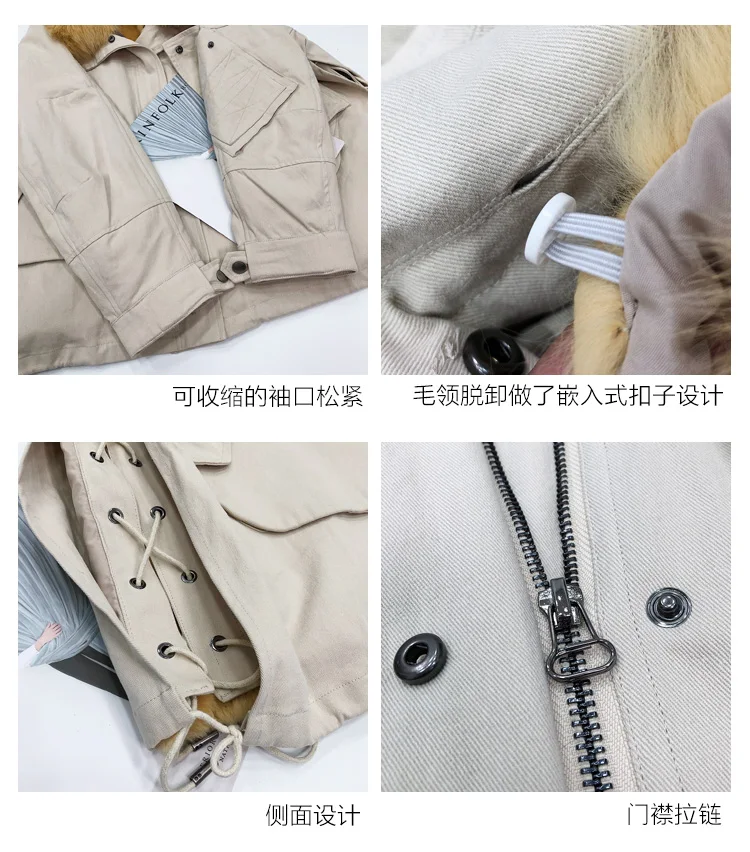 Natural Fur Coats Winter Coat Women Clothes Parkas Real Fur Rex Rabbit Fur Lining With Genuine Fox Fur Collar Female Jacket