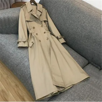 

2018 Autumn Winter New Women's Casual trench Coat Oversize Double Breasted Vintage Washed Outwear Loose Clothing TR4