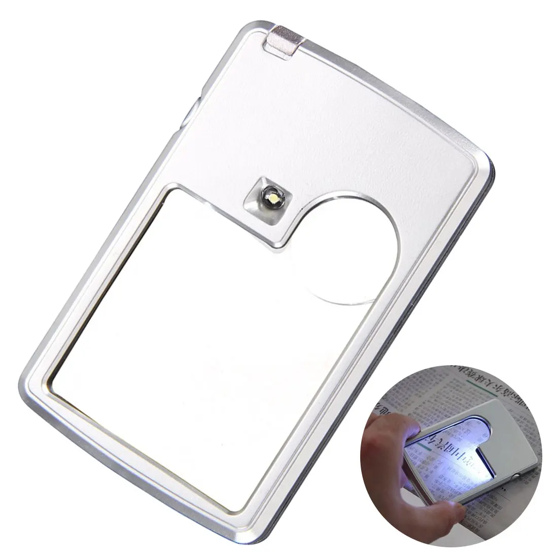 

3X 6X Magnifier Credit Card Eye Loupe Magnifier Glass Square Microscope With LED Light Leather Case For Jeweler/Reading Glass