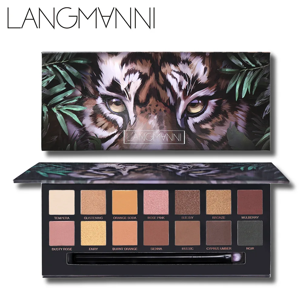 

Matte Eyeshadow Palette 14 Colors Eye Shadow Pallette Tiger Glitter Makeup Pallete Long Lasting Makeup Set With Brushes TSLM2
