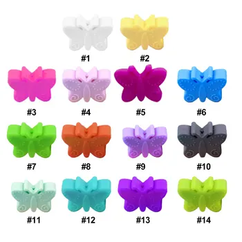 

5PC/lot Mini Butterfly Silicone Beads Pearl Silicone Food Grade Teething Beads DIY BPA Free Jewelry Baby Teether Pacifier Chain