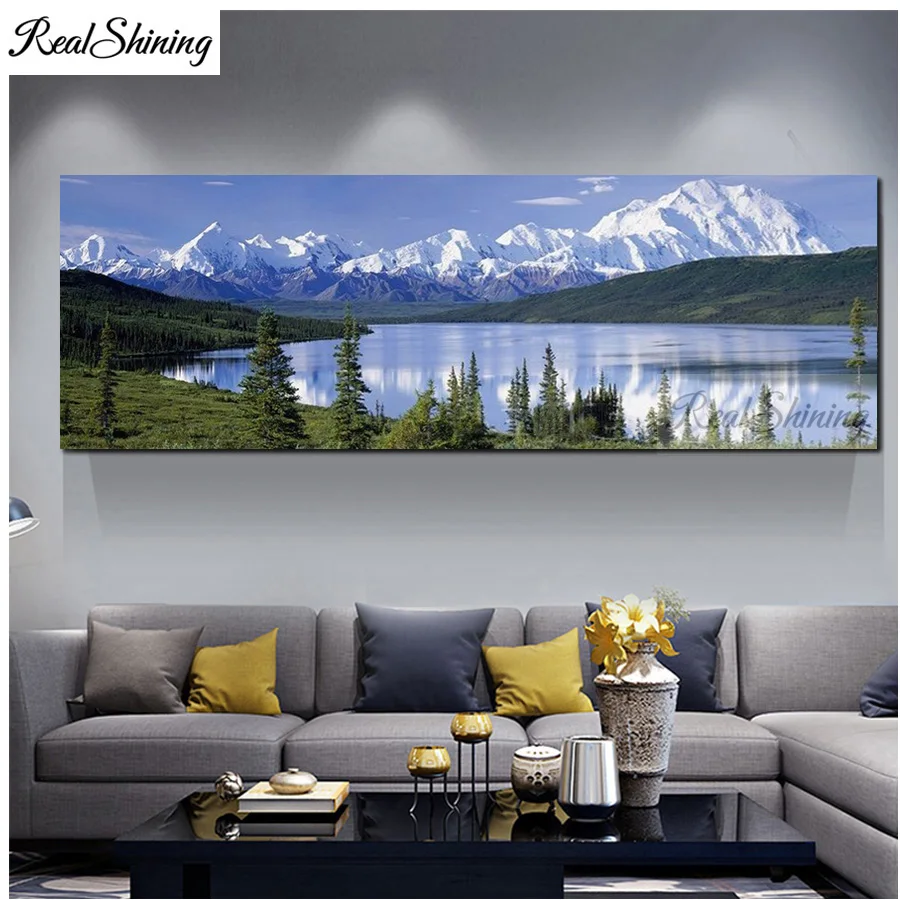 Landscape Lake Forest Stone Mountain Scenery Nature 5D DIY Diamond Painting  Large Full Drill Diamond Mosaic Embroidery Gift A67