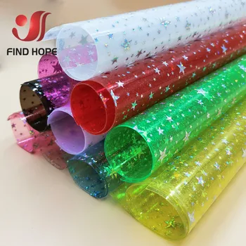 

10pcs A4 Wholesale Holographic iridescent Sparkle PVC Vinyl Star Fabric Clear Transparent DIY Handmade Bag Bow Craft Material