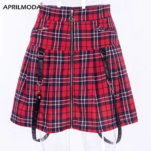 Черные женские юбки с ремнем Харадзюку, готика, панк стиль, высокая талия, молния, Ретро стиль, модная плиссированная мини-юбка в готическом стиле для девушек