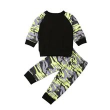 Pudcoco/Новая брендовая одежда для новорожденных мальчиков, камуфляжные топы с длинными рукавами, леггинсы, штаны, комплект