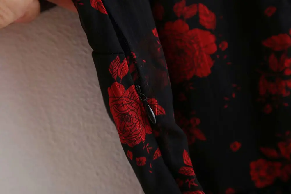 Новые женские элегантные пышные рукава с цветочным принтом, повседневные блузки, женские шифоновые рубашки с оборкой, шикарные брендовые Топы LS4178