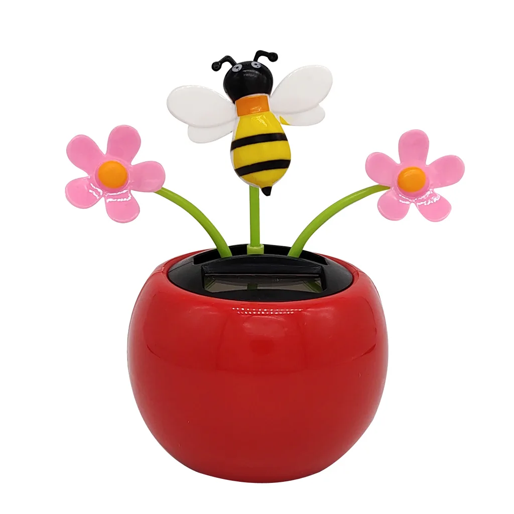 Cute Flower Honeybee Solar Powered Dancing Doll Home Car Ornament
