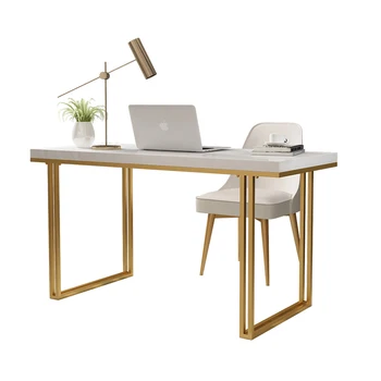 

Post-modern light luxury desk solid wood white piano paint desktop computer desk Hong Kong small apartment simple writing desk