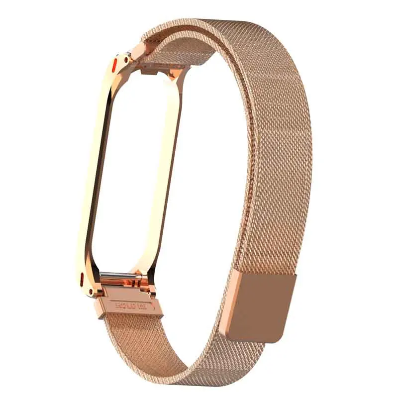 Rose Gold Запястье для Xiaomi mi Band 4 3 металлический ремешок фитнес-Браслет Смарт-часы спортивные mi lanese Pulseira Correa пояс для mi band 4 3 - Цвет: Rose Gold