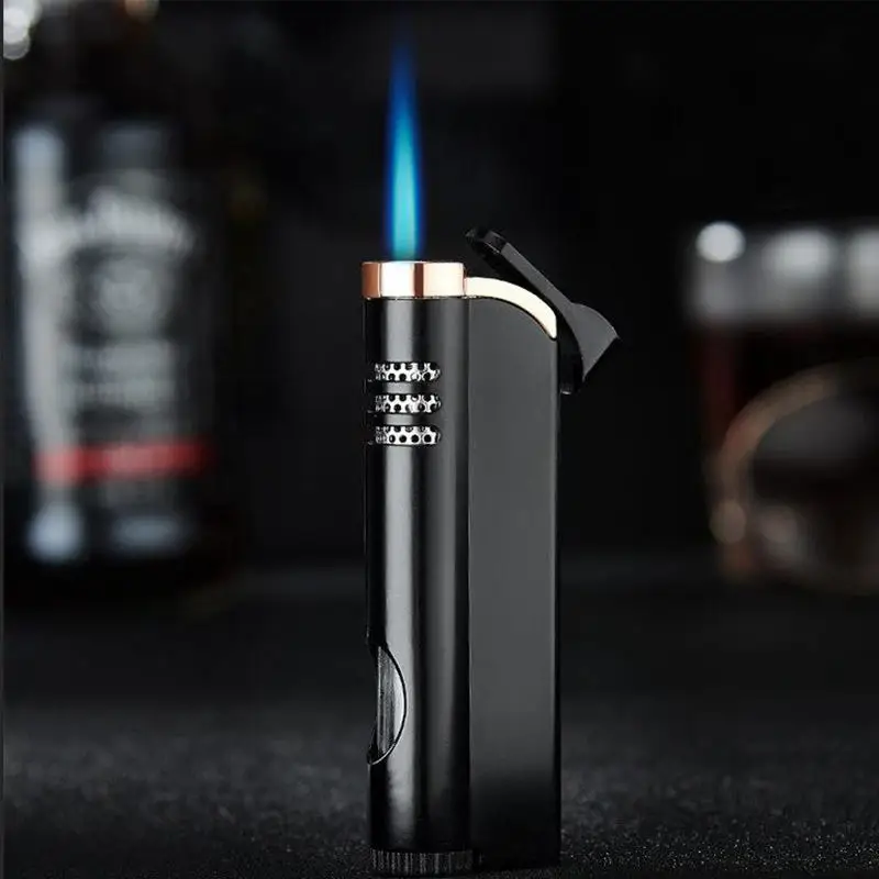

Metal Lighters Windproof Gas Lighter Blue Flame Small Spray Gun Cigar Butane Lighters Thin Portable Torch Cigarett Lighter
