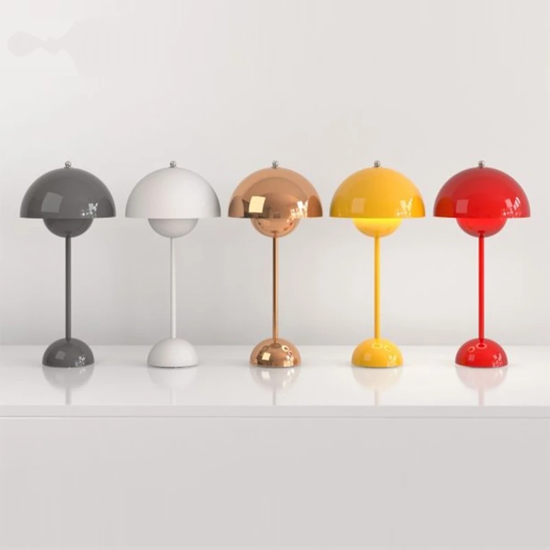 현대 침실 테이블 램프 Verner Panton Flowerpot 옻칠 한 테이블 빛 E27 독서 책상 빛 홈 장식 조명 Lumina