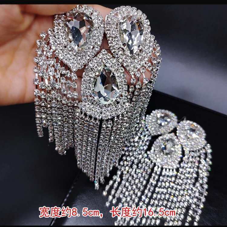 Costume abito da sposa cristallo argento strass Applique motivo Patch fiore per