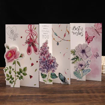 

6pcs/Set Wedding Invitation Card Postcard Envelope Writing Paper Card Favors Flowers Pattern Birthday Party Greeting Cards Blank