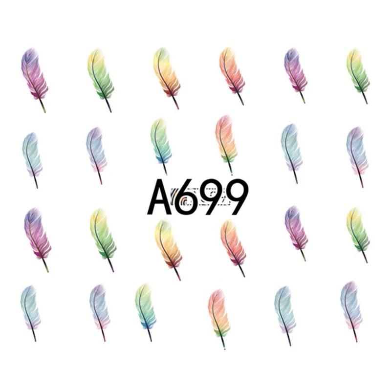 GAM BELLE 1pc Water Transfer Stickers Nail Art Decorations Beauty Colorful Rose Feather Tattoos Nail Decals 5