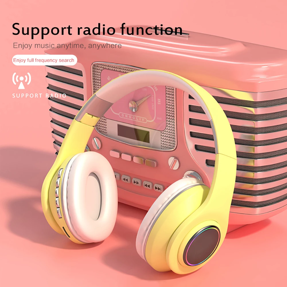 Kids Headphones Ear Noise Reduction Headset Wireless Bluetooth Headset Hands free Support Gaming Earphones Creative Present New