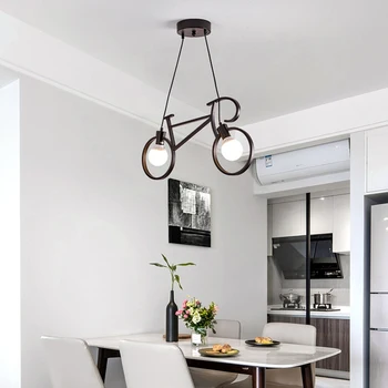 

Bicycle style restaurant Pendant Lights creative personality black white art decoration dining table Nordic lamps