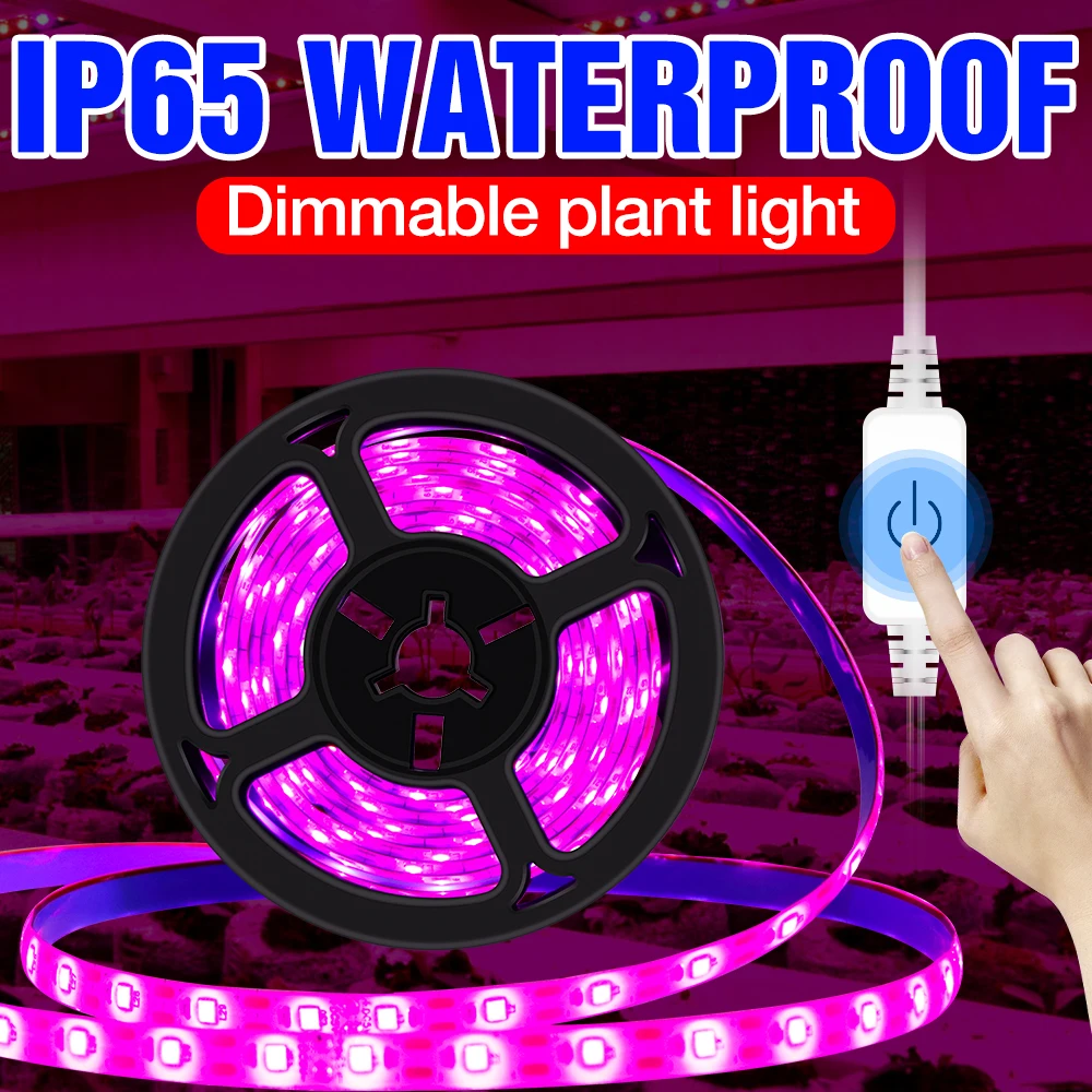 

Touch Switch Phyto Grow Light LED Full Spectrum Plant Lamp Strip 0.5M 1M 2M 3M Waterproof Flower Seed Growth Lamp LED Fitolampy