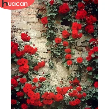 

HUACAN DIY Pictures By Number Rose Oill Painting Art Gift Paint By Numbers Drawing On Canvas HandPainted Flower Kits Home Decor