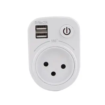 

5V 2.1A Israel Conversion Plug Dual USB Charger Adapter 1 AC Socket 180 Rotate