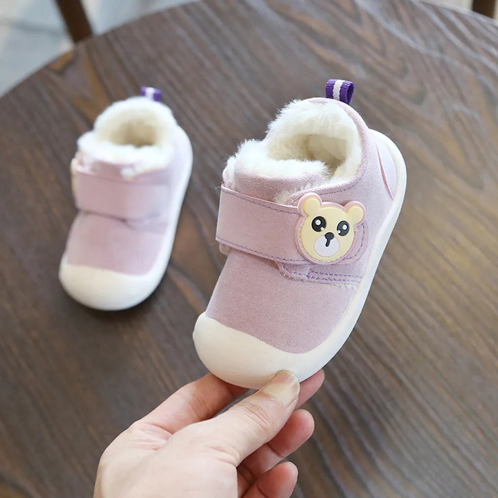 Для новорожденных, для маленьких мальчиков Модная одежда для девочек Дети дошкольного возраста детская обувь зимняя теплая обувь с рисунками из мультфильмов; хлопковая обувь; верхний материал из детская обувь «Zapatos»