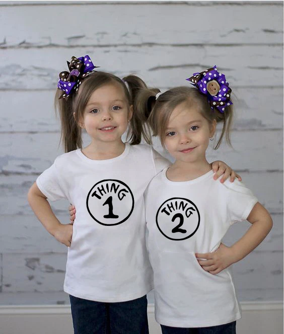 

Thing 1 & 2 Thing Kids Cool T Shirt Family Matching Clothes Short Sleeve Letter Baby Boys Double T Shirt Senior Girls Tees Style