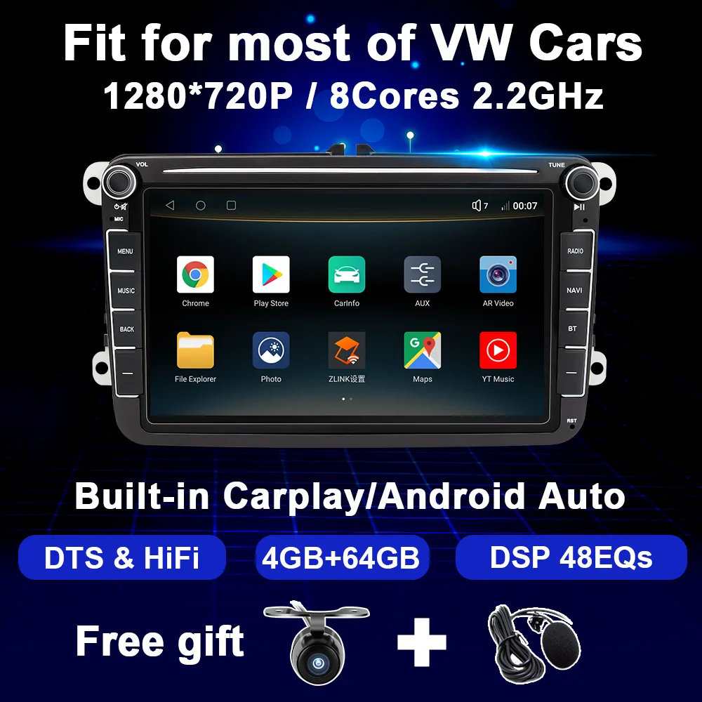 Android Car Radio For VW Polo Sedan GOolf 5 6 Passat B6 B7 CC Magotan Bora Jetta Touran Tiguan Skoda Octavia Multimedia 2Din GPS
