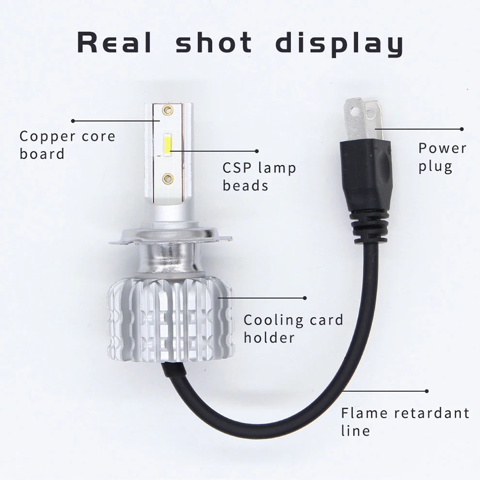 CNSUNNYLIGHT K1 LED Car Headlight Fanless Bulbs H7 H4 H11H8 H1 9005HB3 9006HB4 880 50W 8000Lm CSP 12V Car Lights Accessories (10)
