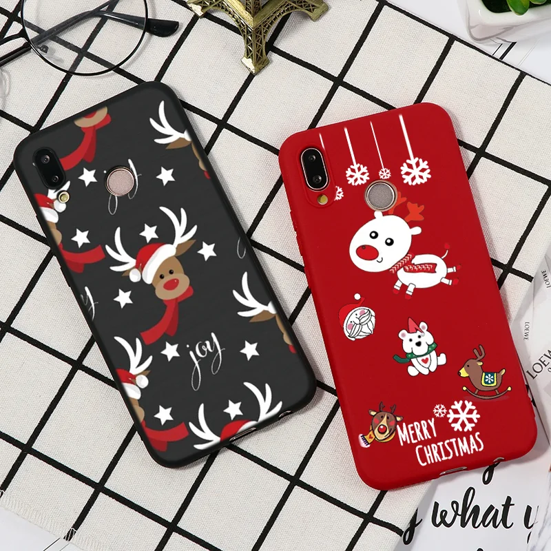 

Cute Xmas Elk Gifts Cover For Huawei Mate 20 10 Lite Pro Merry Christmas For Honor 10i 20i 8X 8 9 10 20 Lite 20 Pro View 20 Case