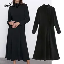 Элегантное простое Плиссированное черное платье миди в английском стиле для женщин vestidos de fiesta de noche vestidos Макси Платье Блейзер Топ