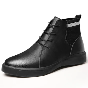 

Men Oxfords Snow Shoes Men Work Boots Men Leather Boots Comfortable Winter Warm Shoes Male Motorcycle Men Ankle Boots *9939