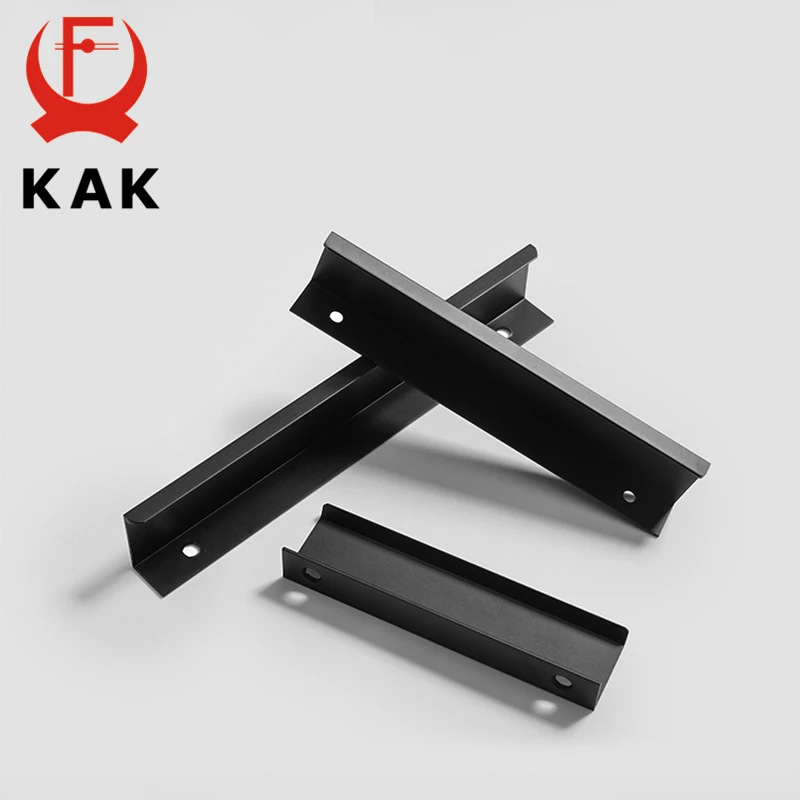 Sleek Black & Silver Hidden Cabinet Handles - Zinc Alloy Drawer Pulls & Knobs