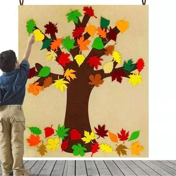 

DIY Self-adhesive Felt Fall Maple Tree with 52pc Detachable Autumn Leaf Ornament
