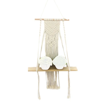 

Macrame Woven Tapestry Wall Hanging Shelf Hanging Planter Basket Wall Handmade Plant Hanger Pot Party Wedding Home Decoration MS