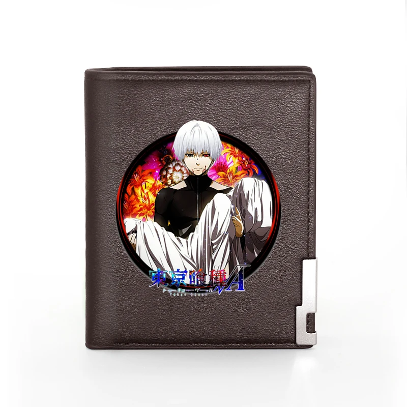 Men Wallet Leather Anime Tokyo Ghoul Kaneki Ken Printing Billfold Slim Credit Card/ID Holders Inserts Money Bag Short Purses 