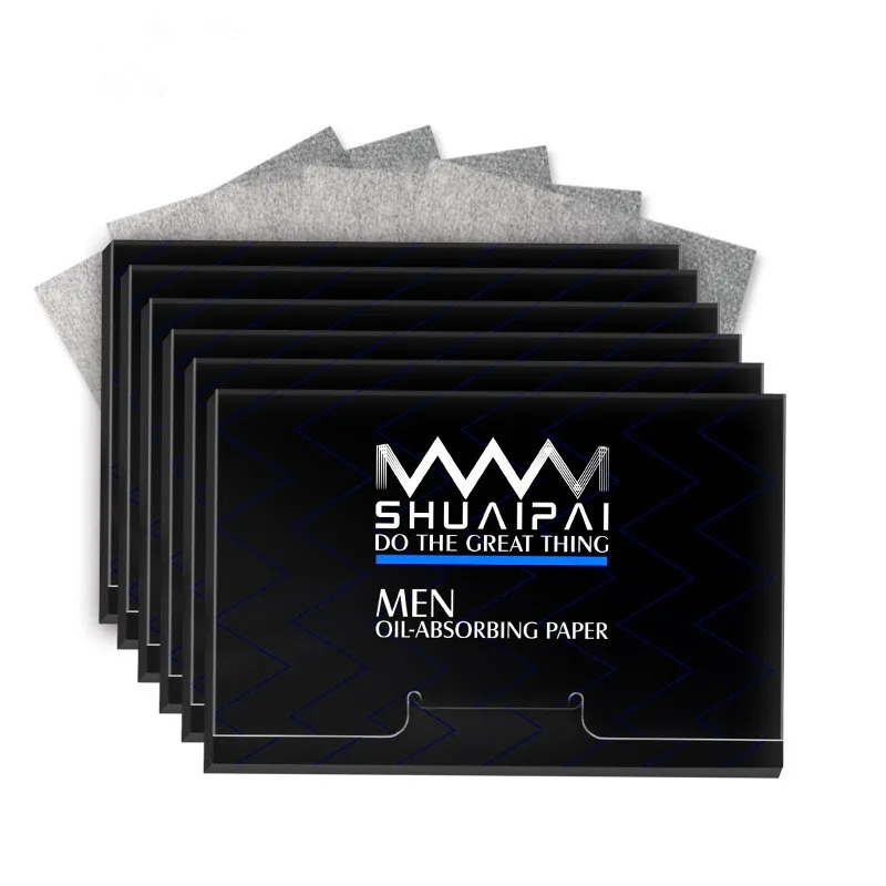 

50Pcs/Box Men Bamboo Charcoal Flatting Out Facial Tissue Oil Absorbing Face Paper Wipes Flatting Out For Face Blotting Paper