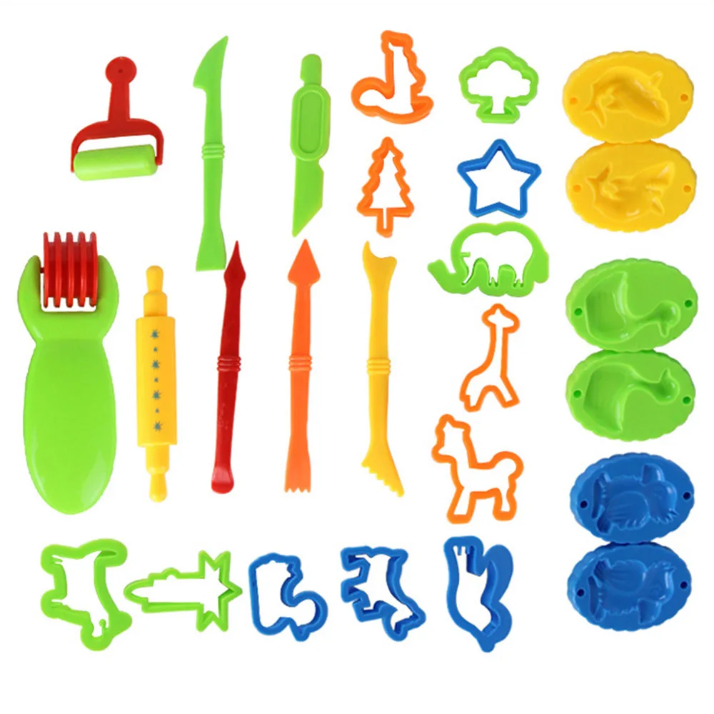 

26pcs/set Kids DIY Clay Tool Dough Play Tools Cutters Various Shapes Include of Cutters Models Animal Molds Rolling Pin